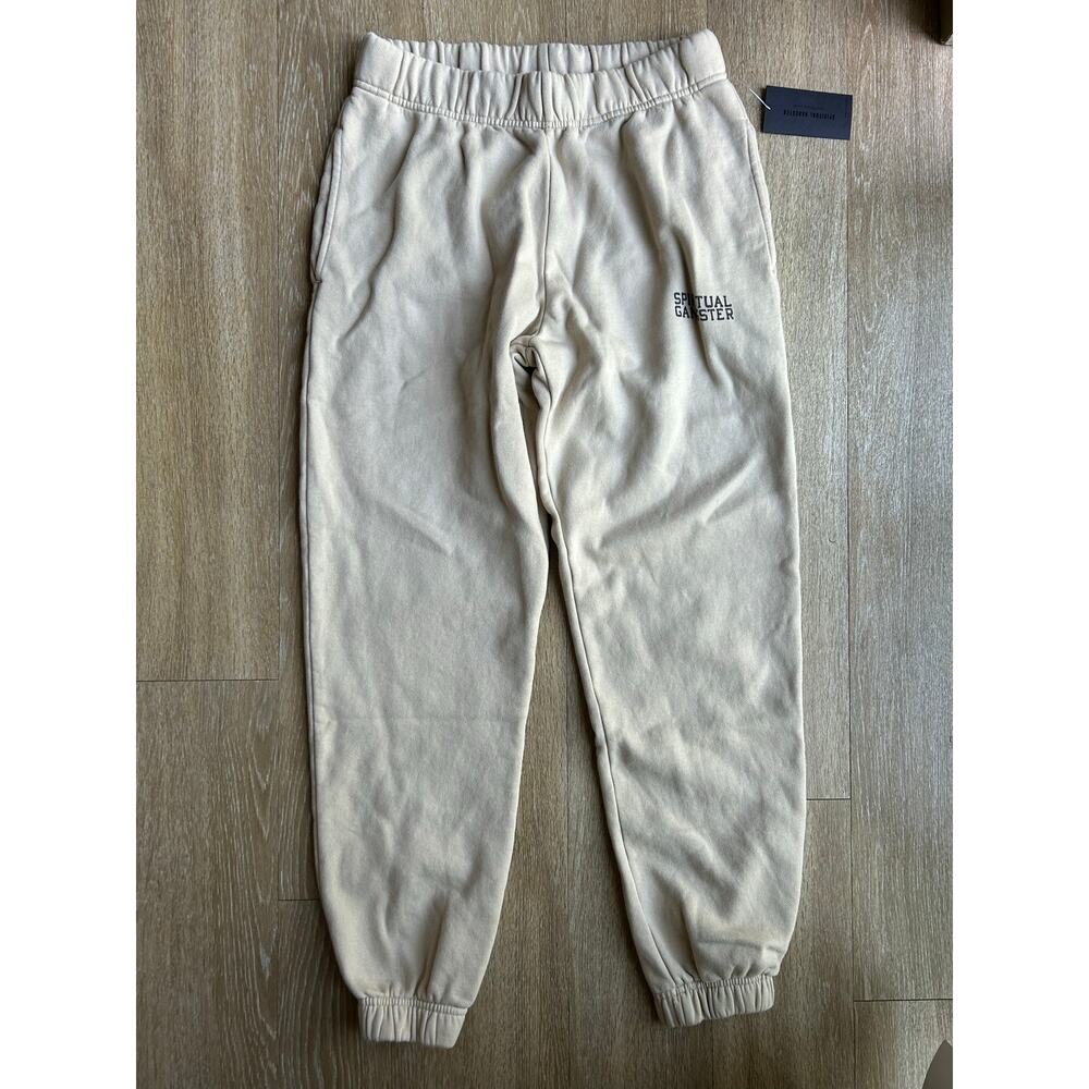 NWT Spiritual Gangster Emblem Classic Sweatpants Oatmeal Beige minimalist lounge
